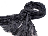 Šál hodvábny mačkaný 100X200 cm tmavo šedý